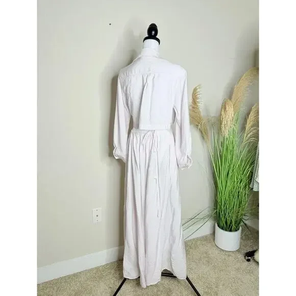 Young Fabulous and Broke Derby Cut Out Poplin Shirt Maxi Dress Pink Medium Crop - Picture 5 of 9